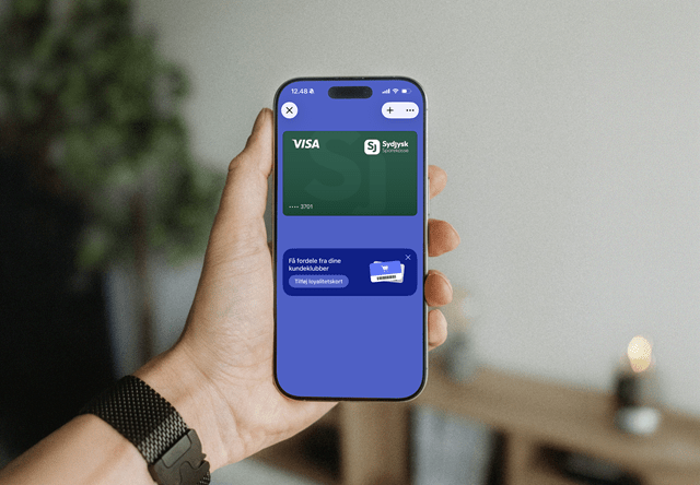 Betalingskort tilføjet til mobilwallet.